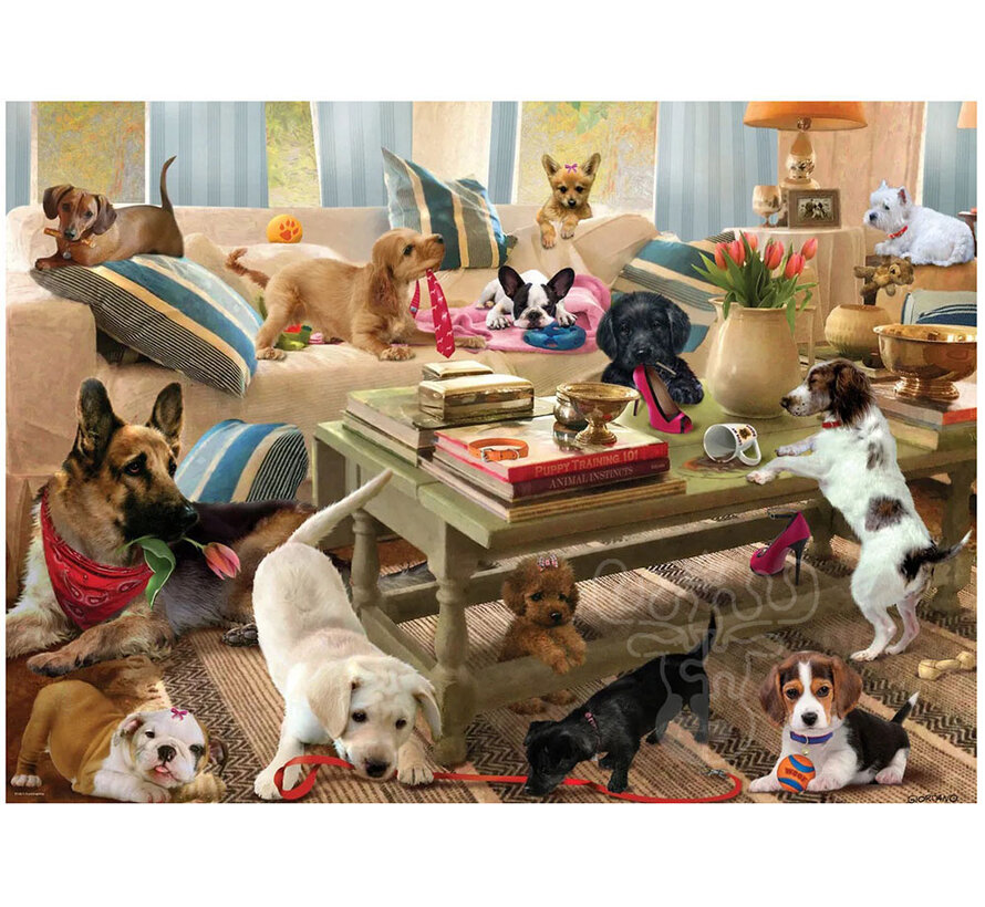 Eurographics Giordano: Living Room Pups XL Family Puzzle 300pcs