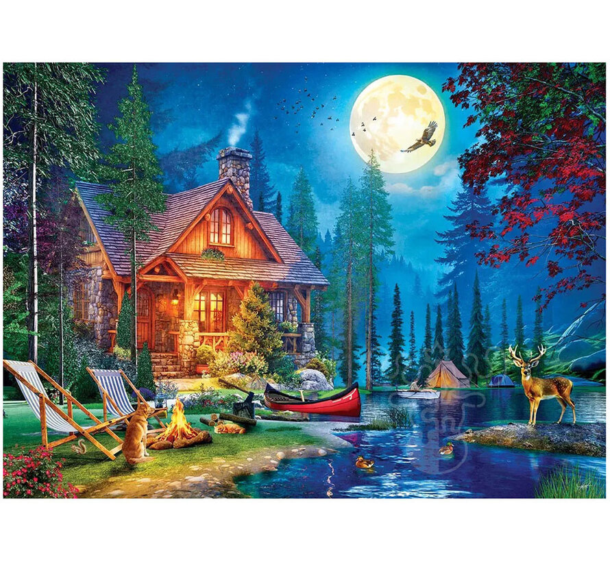 Eurographics Artist Label Davison: Moon Lake Cabin Puzzle 1000pcs