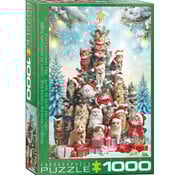 Eurographics Eurographics Artist Label Corti: Cat Christmas Tree Puzzle 1000pcs