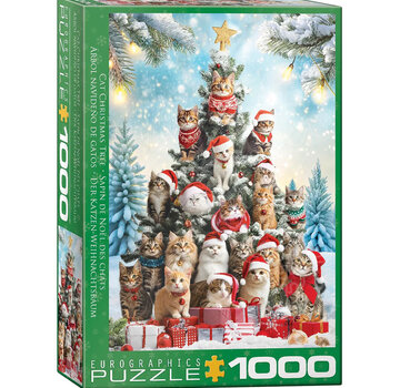 Eurographics Eurographics Artist Label Corti: Cat Christmas Tree Puzzle 1000pcs