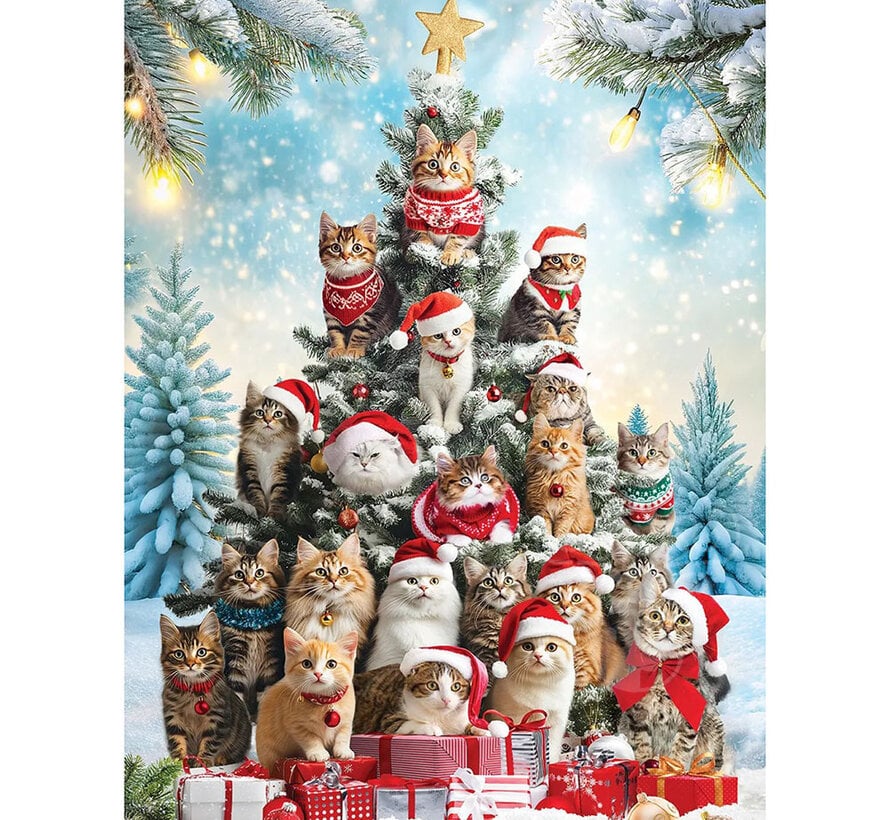 Eurographics Artist Label Corti: Cat Christmas Tree Puzzle 1000pcs