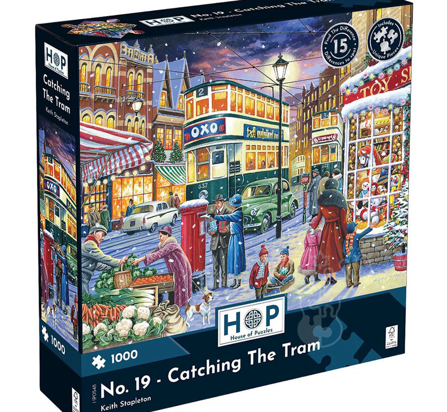 House of Puzzles Catching The Tram Spot the Difference Puzzle 1000pcs