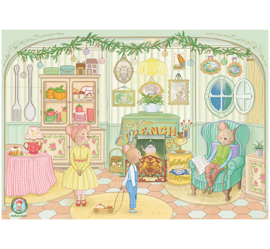 Magnolia Christmas Mouse House Puzzle 1000pcs