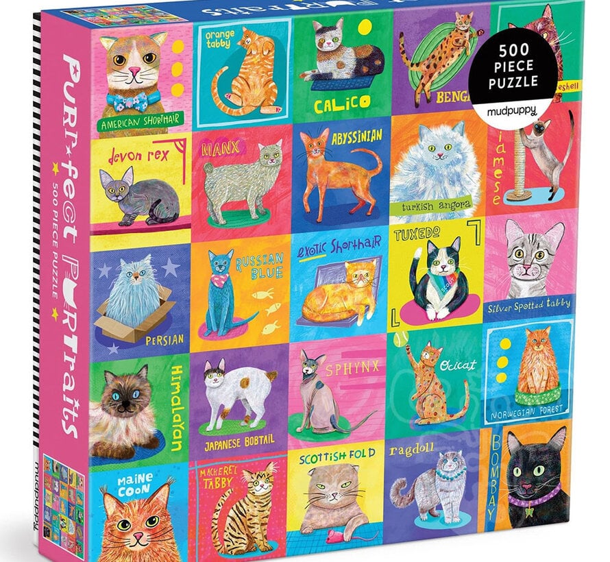 Mudpuppy Purr-fect Portraits Puzzle 500pcs