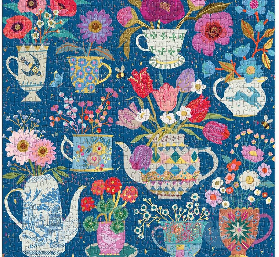 Galison Potted Teacups Foil Puzzle 500pcs