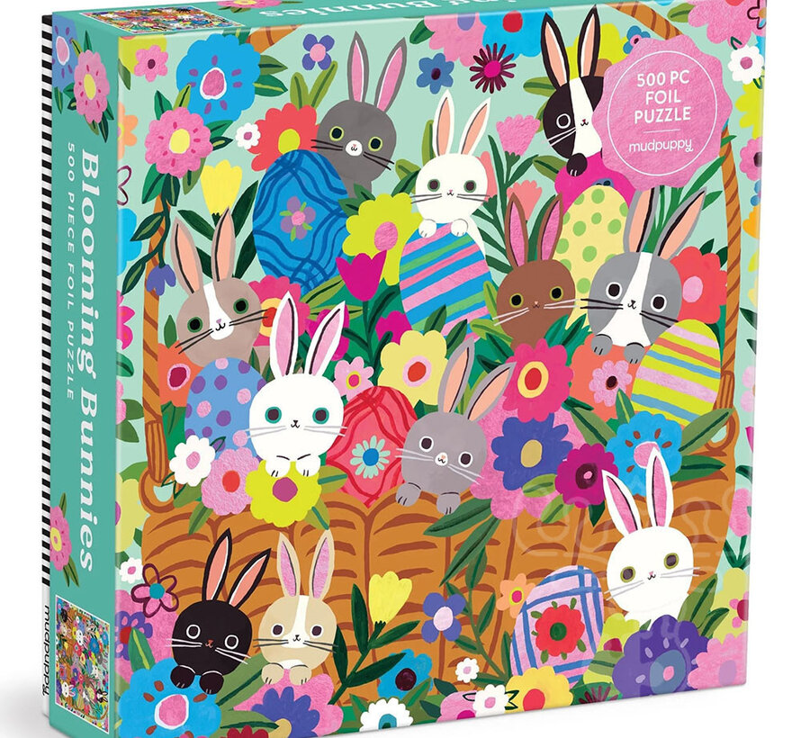 Mudpuppy Blooming Bunnies Foil Puzzle 500pcs