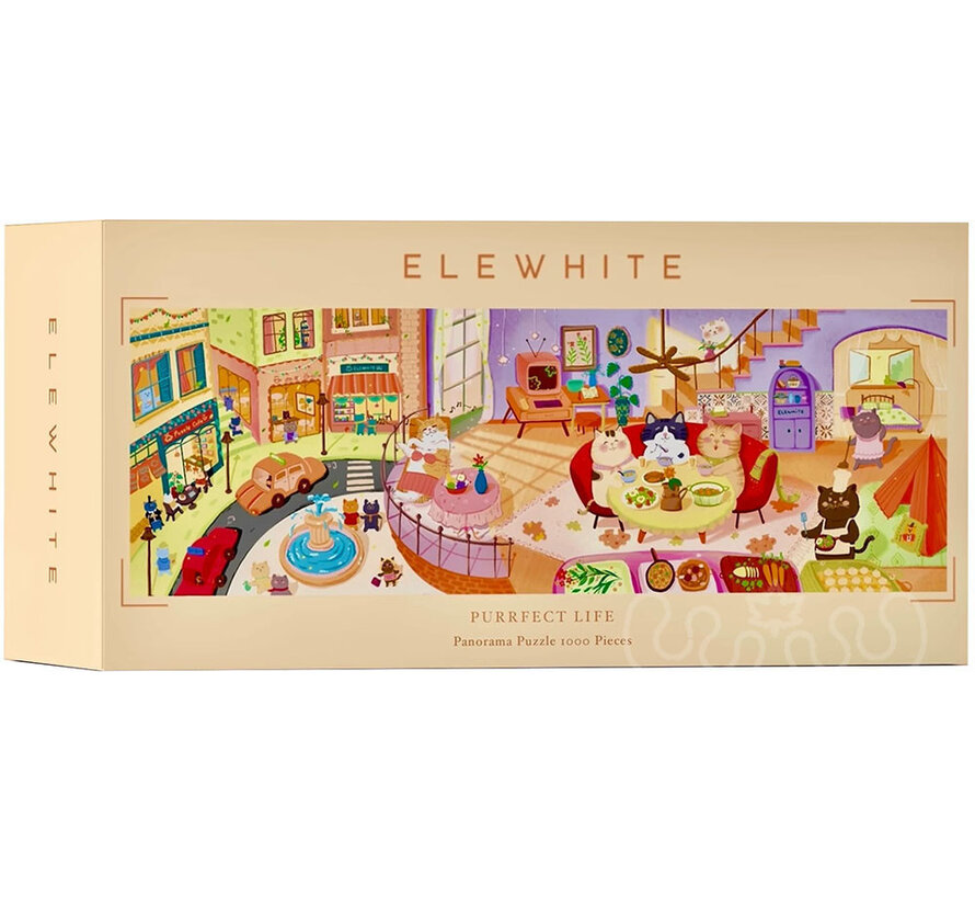 Elewhite Purrfect Life Panorama Puzzle 1000pcs