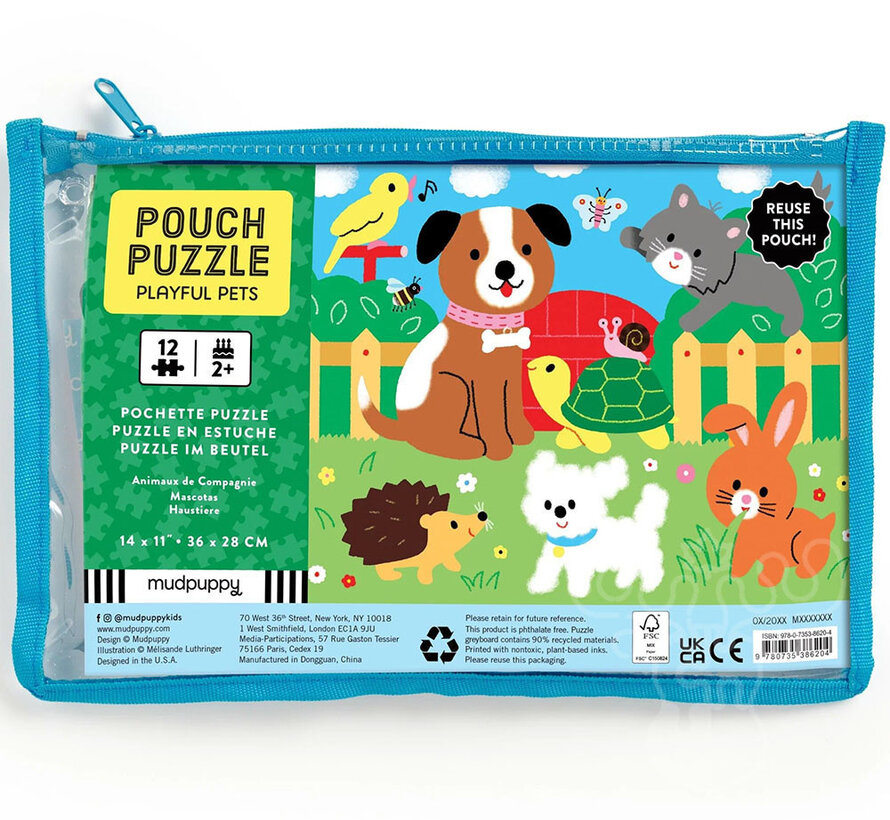 Mudpuppy Playful Pets Puzzle 12pcs in a Pouch