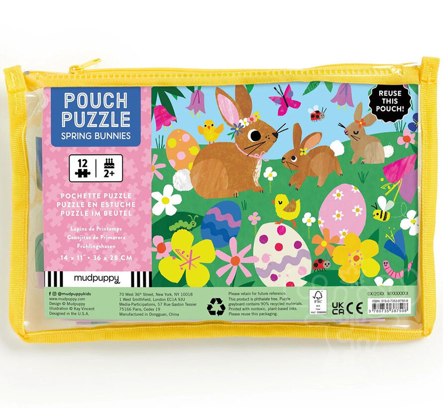 Mudpuppy Spring Bunnies Puzzle 12pcs in a Pouch