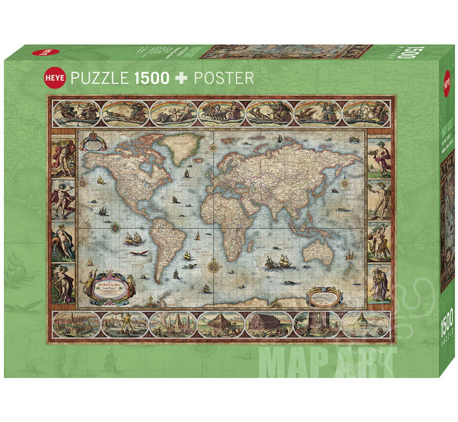 Heye Map Art Willem Blaeu World Puzzle 1500pcs