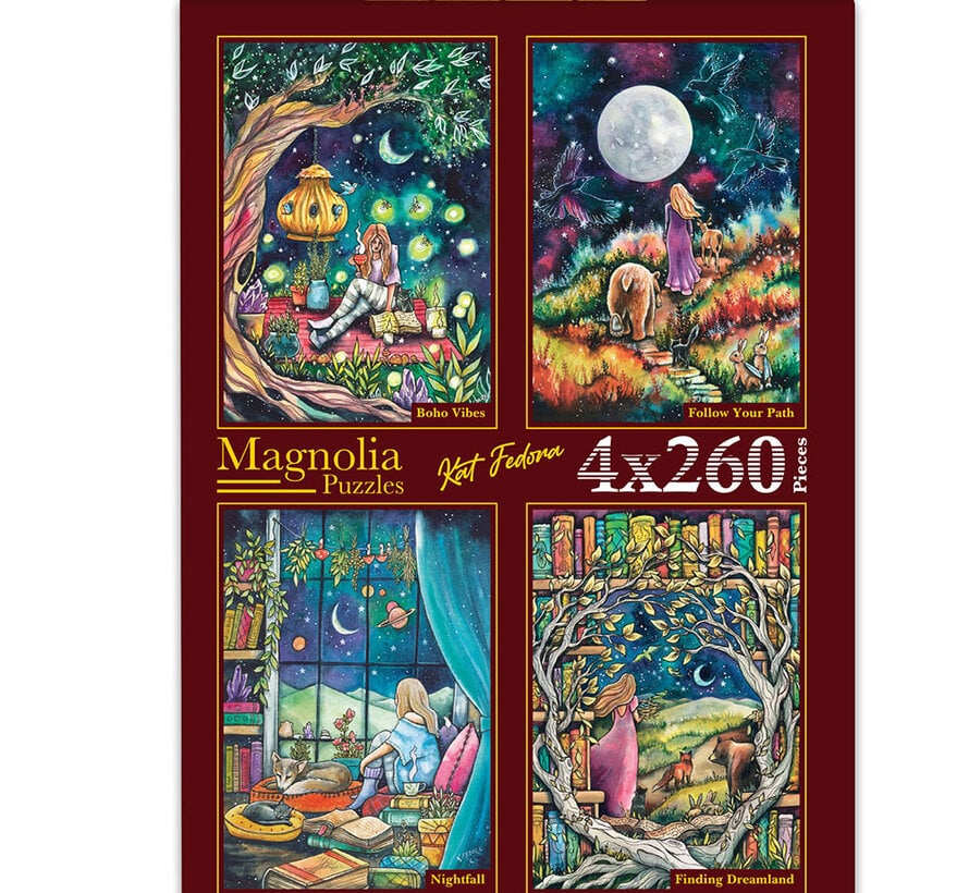 Magnolia Kat Fedora Puzzle 4 x 260pcs