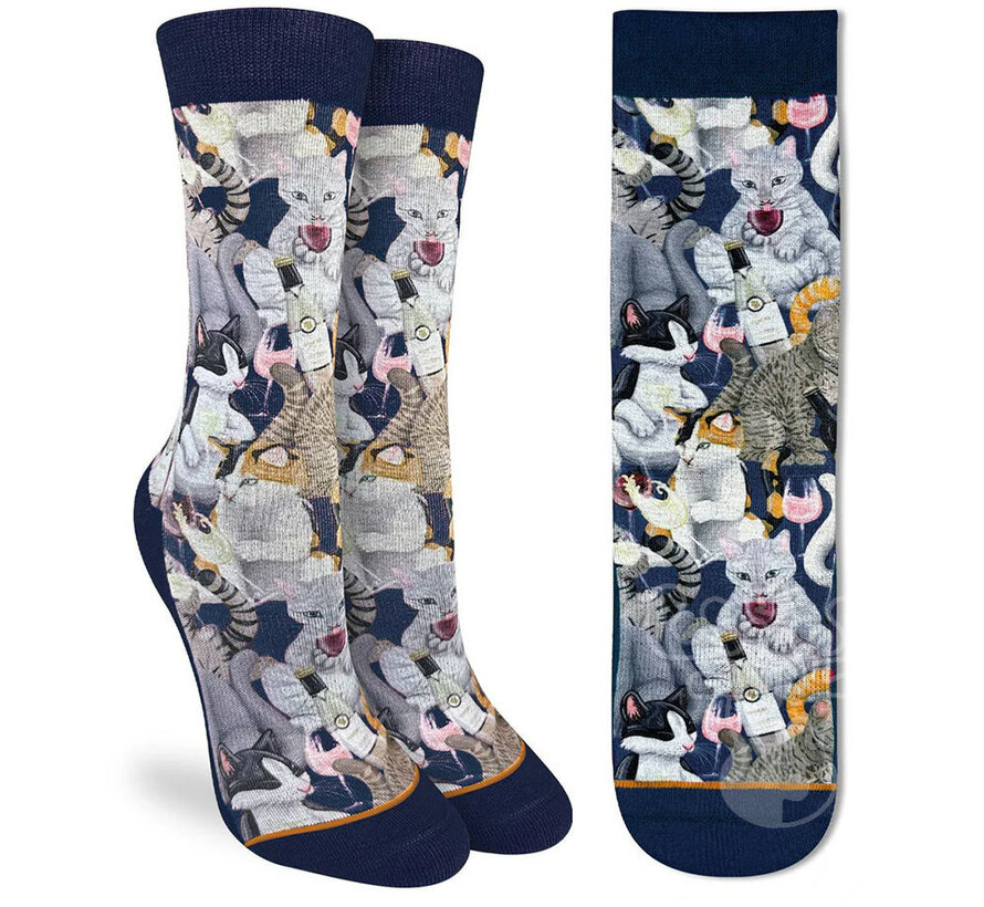 Wine & Cats Active Socks - Women's Shoe Size 5-9