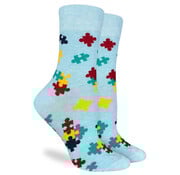Puzzle Pieces Crew Socks - Women's Shoe Size 5-9