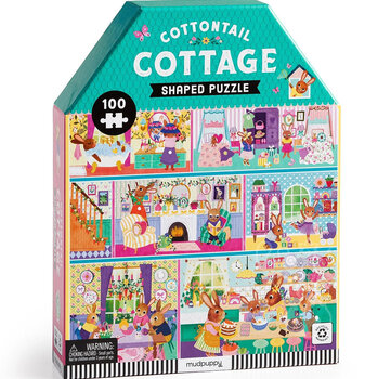 Mudpuppy Mudpuppy Cottontail Cottage Shaped Puzzle 100pcs
