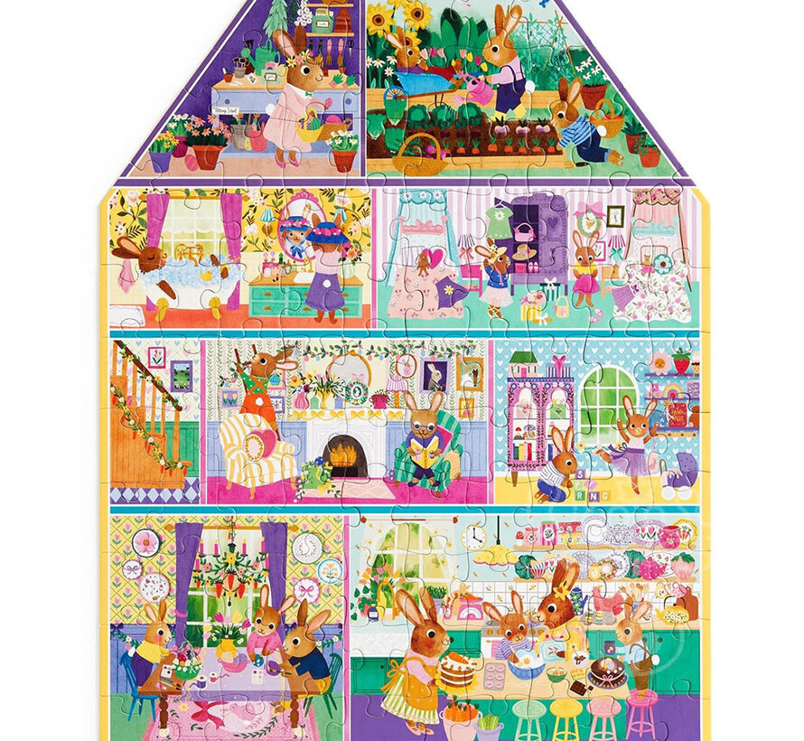 Mudpuppy Cottontail Cottage Shaped Puzzle 100pcs