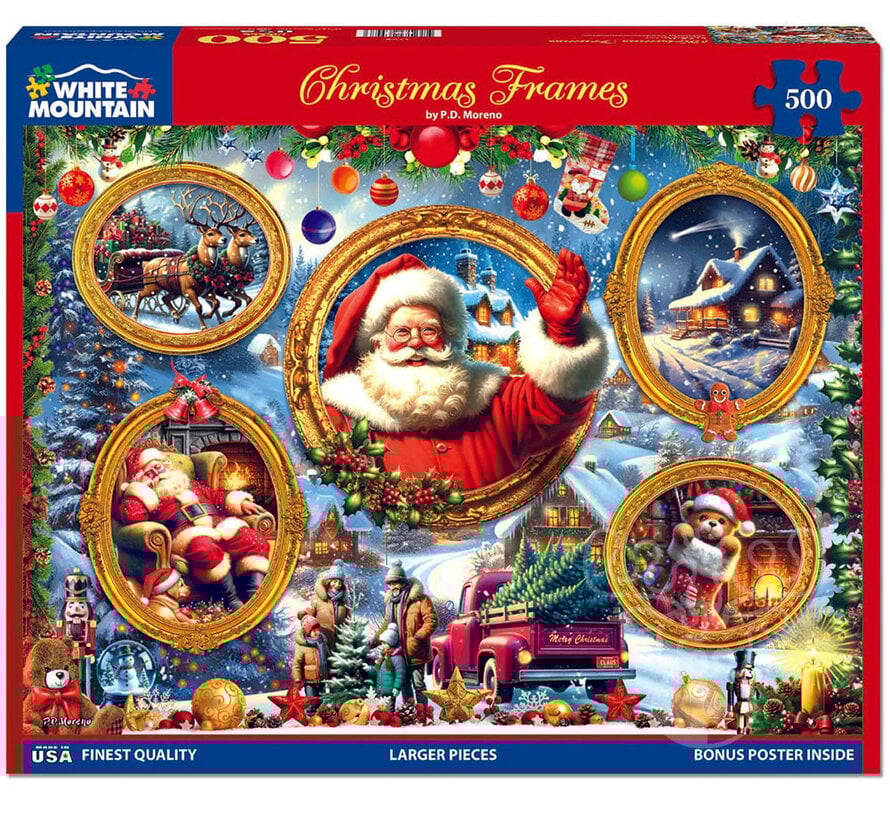 White Mountain Christmas Frames Puzzle 500pcs