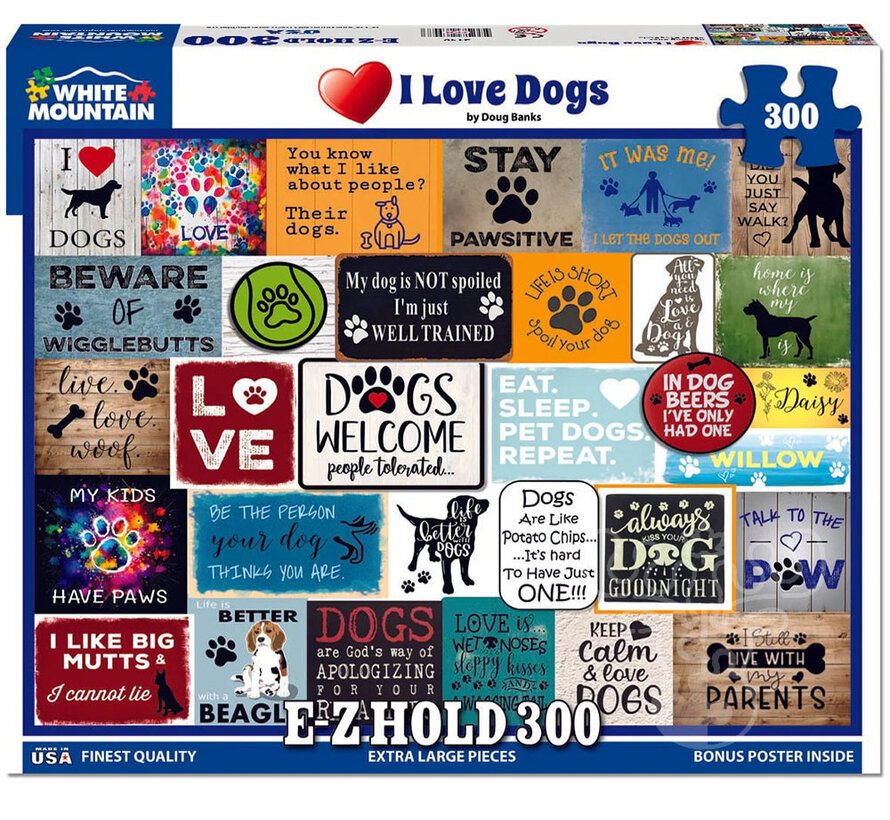 White Mountain I Love Dogs E-Z Hold Puzzle 300pcs