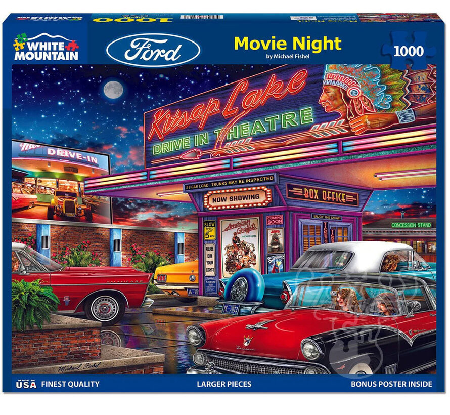 White Mountain Movie Night Puzzle 1000pcs