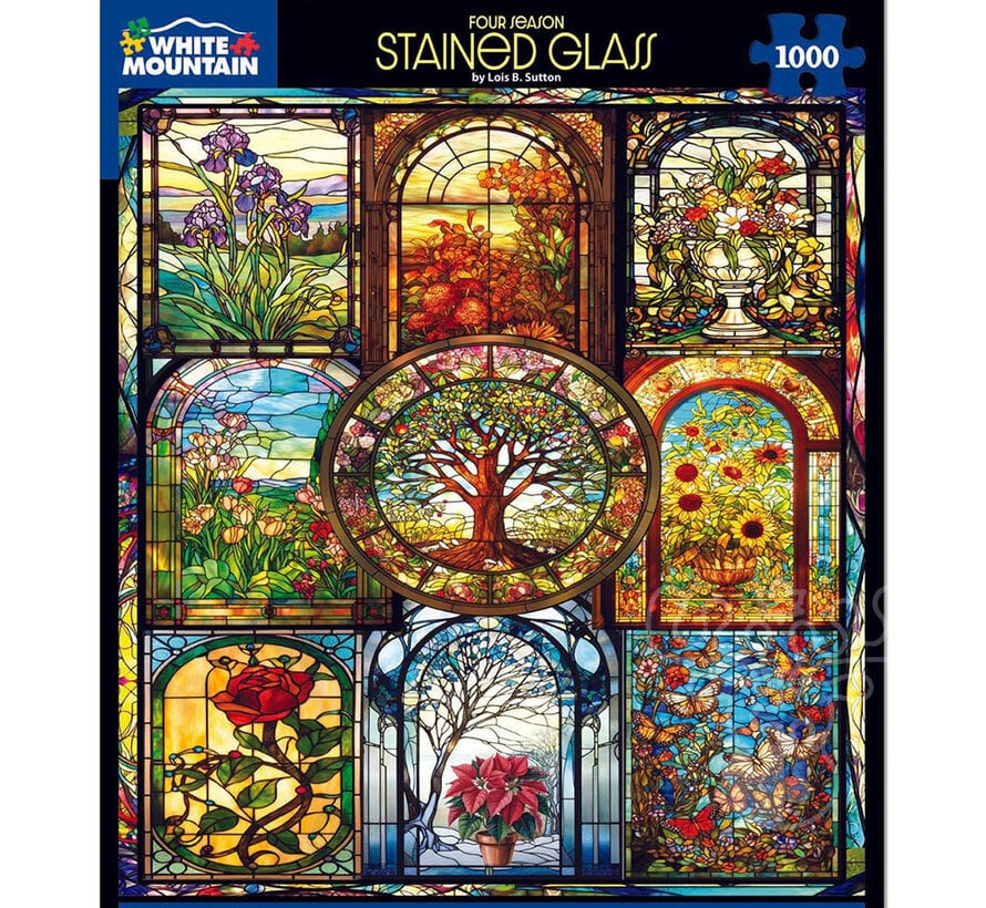 White Mountain Four Season Stained Glass Puzzle 1000pcs