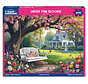 White Mountain Under Pink Blooms Puzzle 1000pcs