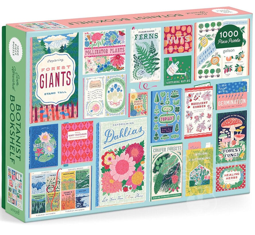 Galison Ever Upward Botanist Bookshelf Puzzle 1000pcs