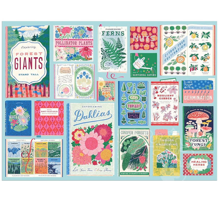 Galison Ever Upward Botanist Bookshelf Puzzle 1000pcs