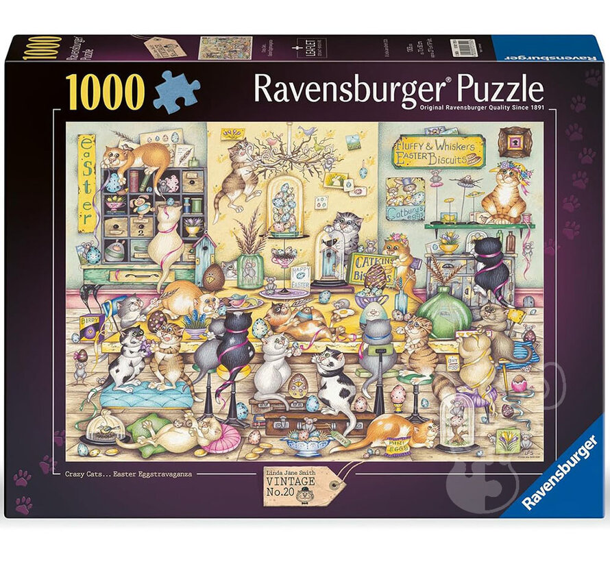 Ravensburger Vintage #20 Crazy Cat's Easter Eggstravaganza Puzzle 1000pcs