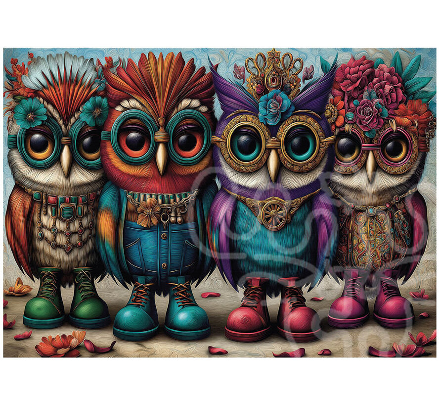 Delfy Booted Owl Quartet Puzzle 1000pcs