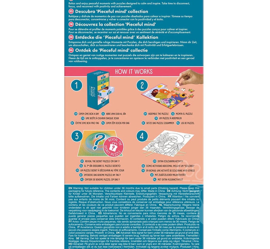 Jumbo Peaceful Mind: Take a Moment Puzzle 6 x 54pcs + Colouring Activity