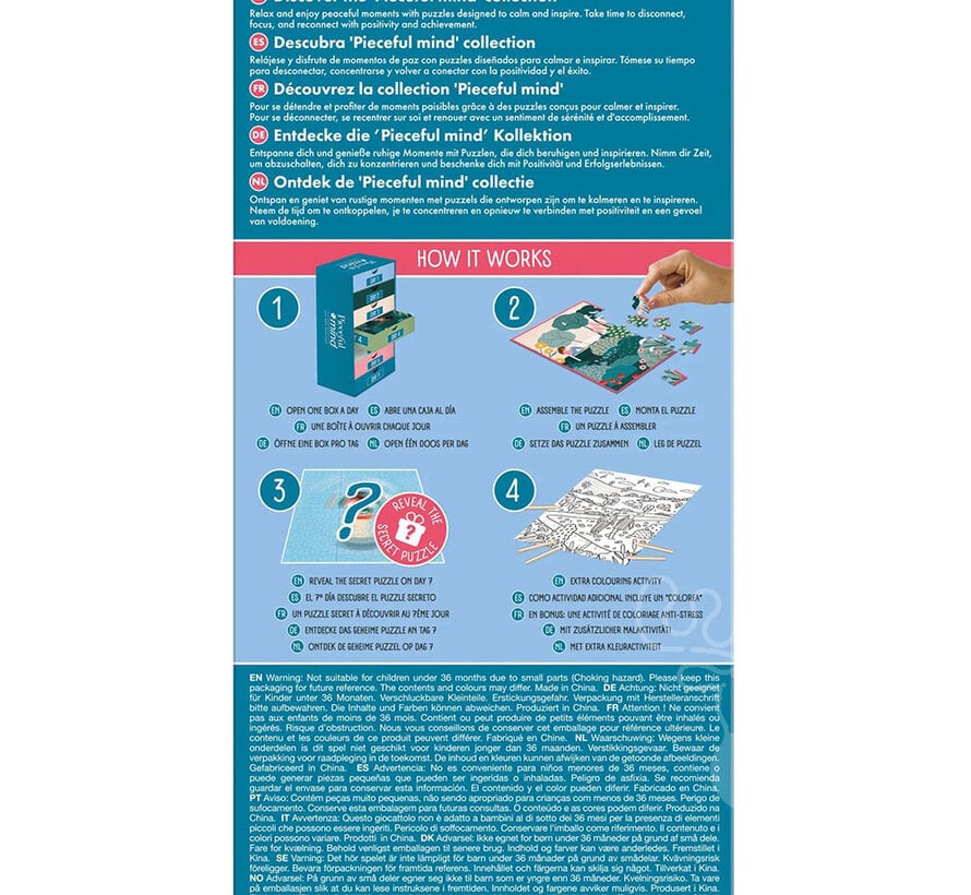 Jumbo Peaceful Mind: A Piece of Nature Puzzle 6 x 54pcs + Colouring Activity