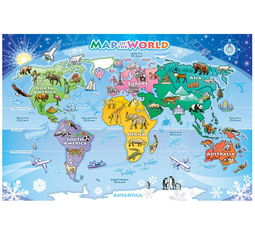 Cobble Hill Map of the World Floor Puzzle 35pcs