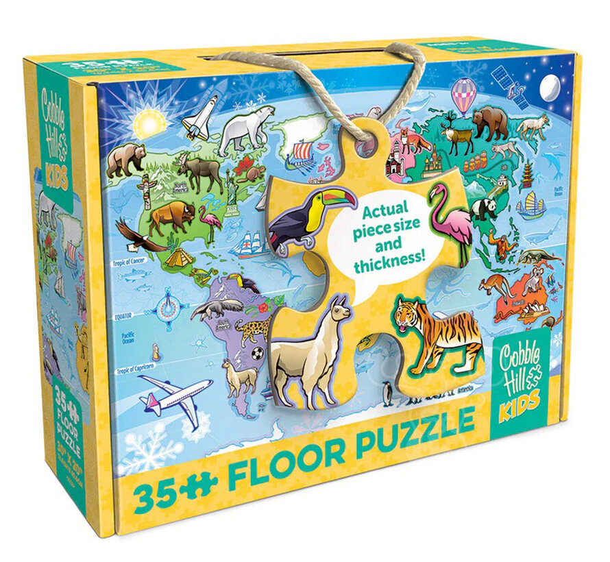 Cobble Hill Map of the World Floor Puzzle 35pcs