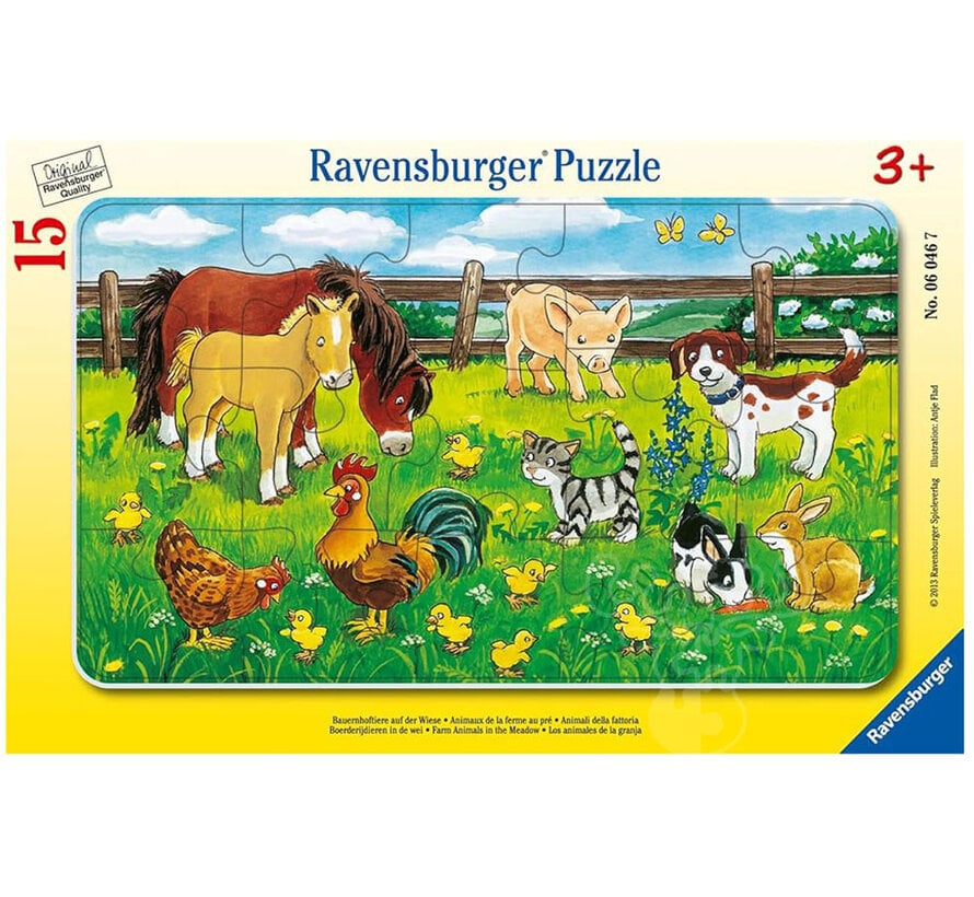 Ravensburger Farm Animals in the Meadow Frame Puzzle 15pcs