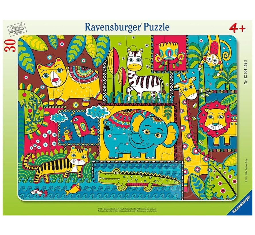 Ravensburger Jungle Animal Jumble Frame Puzzle 30pcs