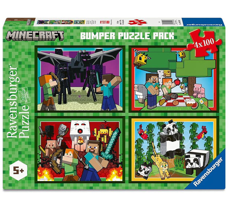 Ravensburger Minecraft: Realms & Adventures Puzzle 4 x 100pcs XXL