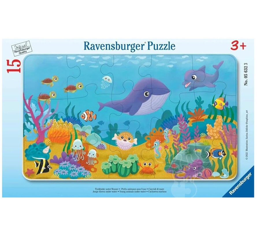 Ravensburger Young Animals Under Water Frame Puzzle 15pcs