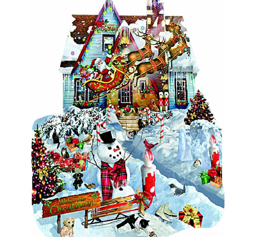 FINAL SALE SunsOut Christmas at Our House Shaped Puzzle 1000pcs