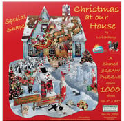 SunsOut FINAL SALE SunsOut Christmas at Our House Shaped Puzzle 1000pcs