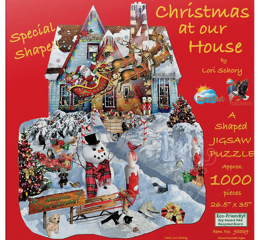 FINAL SALE SunsOut Christmas at Our House Shaped Puzzle 1000pcs