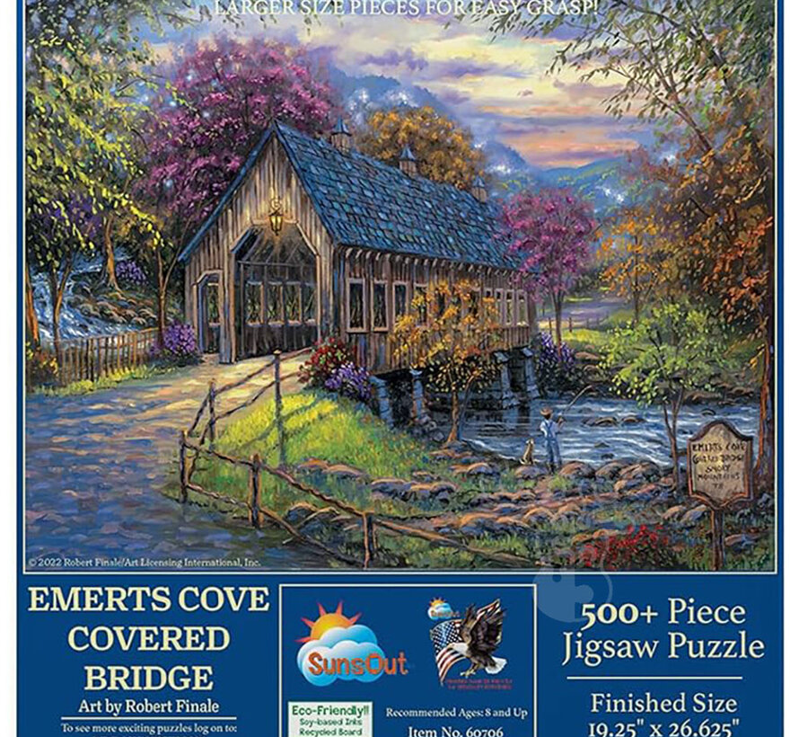 SunsOut Emerts Cove Covered Bridge Puzzle 500pcs+