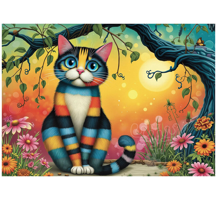 JaCaRou Colorful Striped Cat (Collection NovIA) Puzzle 1000pcs