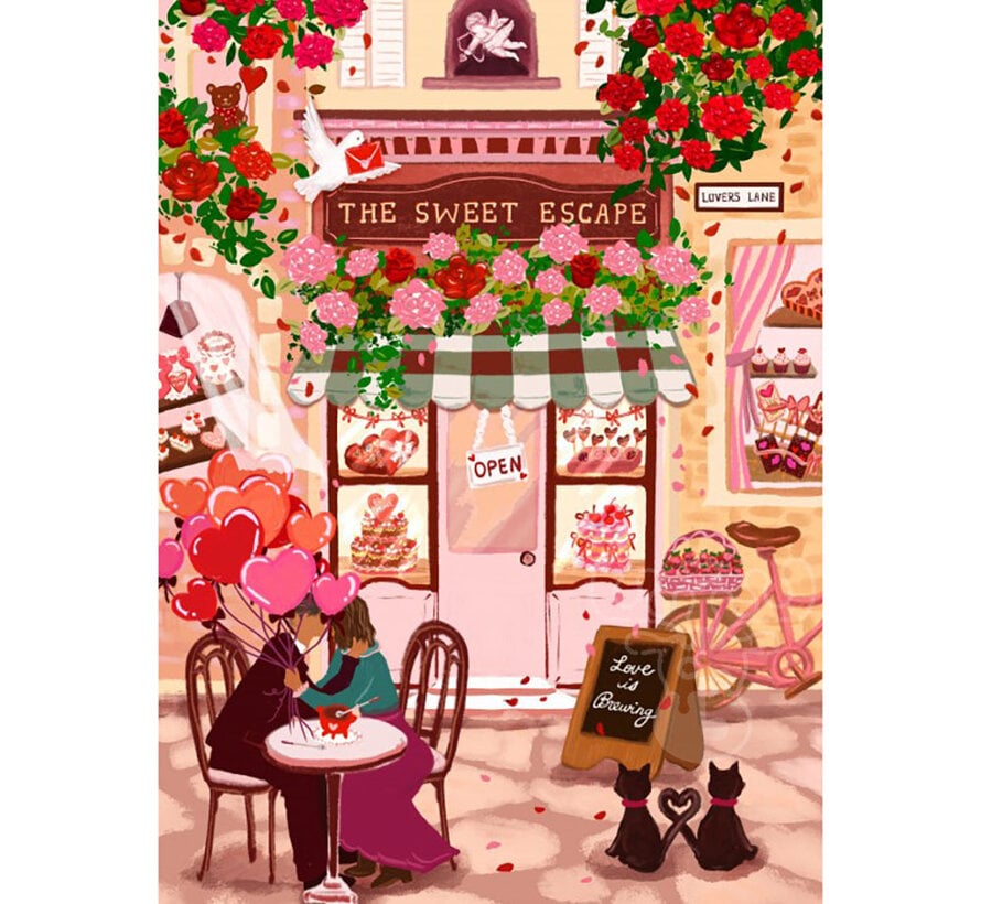 Pieces & Peace The Sweet Escape - Valentine's Cafe Puzzle 1000pcs