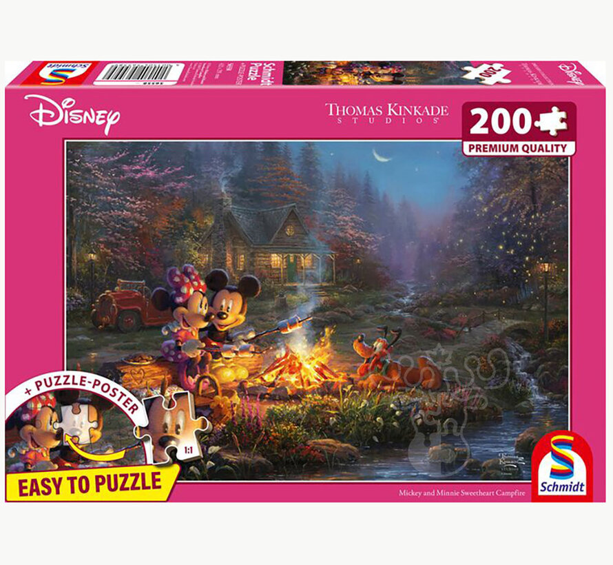 Schmidt Mickey and Minnie Sweetheart Campfire Puzzle 200pcs - Import