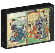 Grafika Grafika Utagawa Kunichika - Prince Genji Visiting a Residence Overlooking Mount Fuji Puzzle 1000pcs