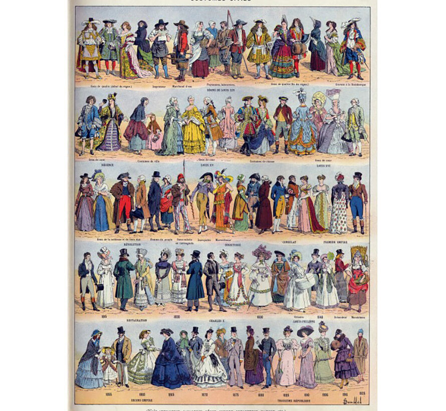 Grafika Illustration from Larousse : Civilian Costumes Puzzle 500pcs