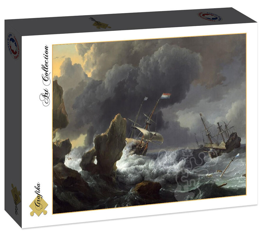 Grafika Ludolf Backhuysen: Ships in Distress off a Rocky Coast, 1667 Puzzle 2000pcs