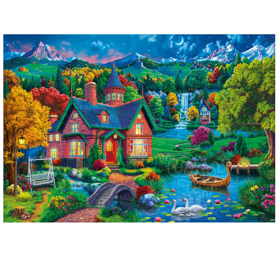 Bluebird Colourful House near the Lake Puzzle 1000pcs