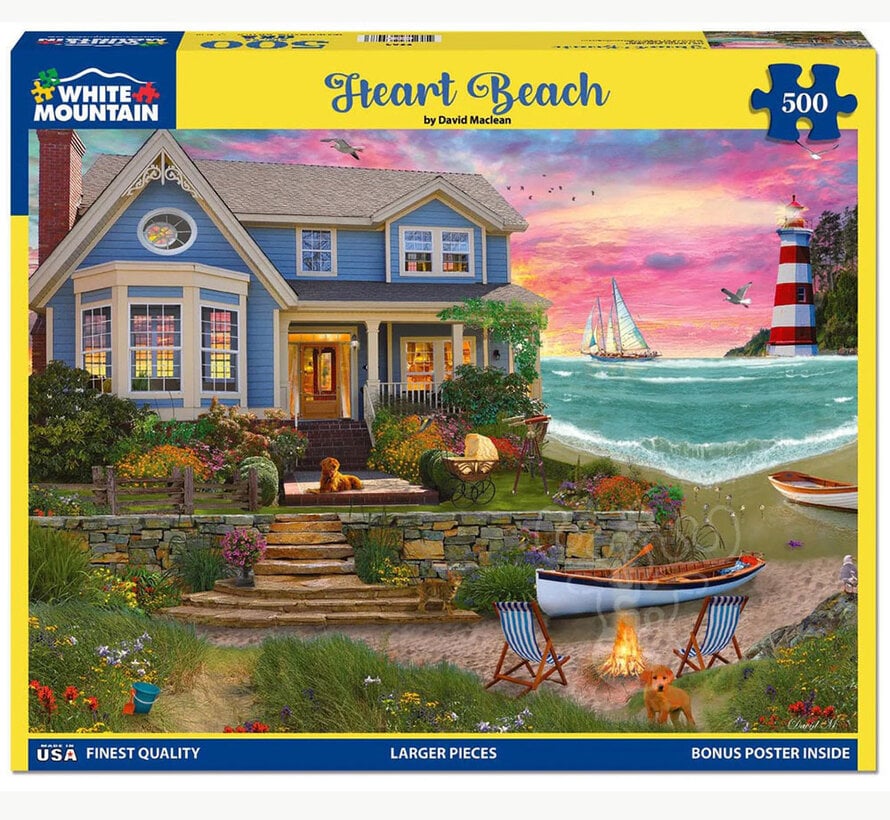 White Mountain Heart Beach Puzzle 500pcs