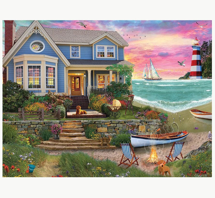 White Mountain Heart Beach Puzzle 500pcs