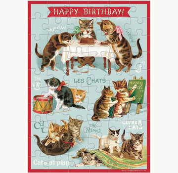 Cavallini Cavallini Happy Birthday Cat's Play Greeting Card Puzzle 60pcs